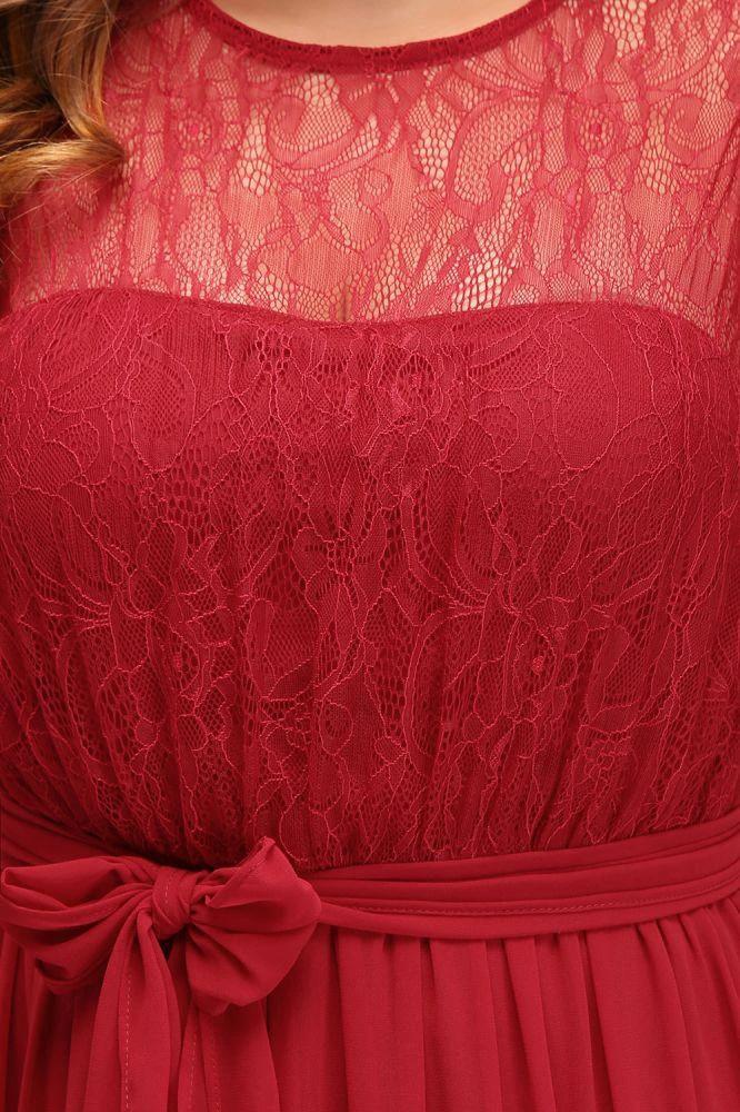 A-Line Crew Long Sleeveless Plus size Chiffon Evening Dresses with Ruffles Bow - Image 10