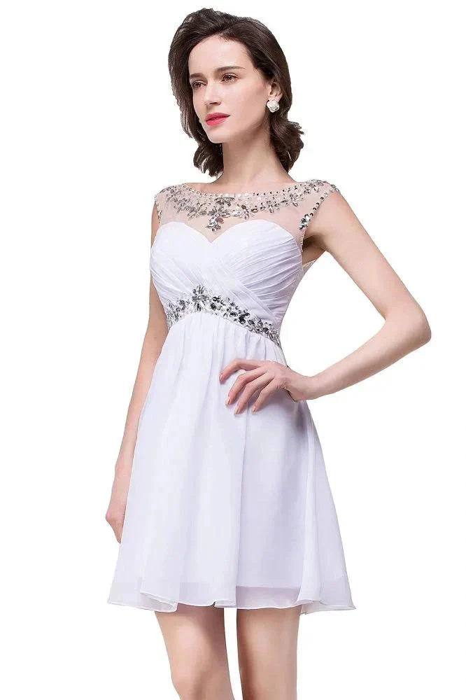 A-line Crystal Jewel Chiffon Party Dress - Image 11