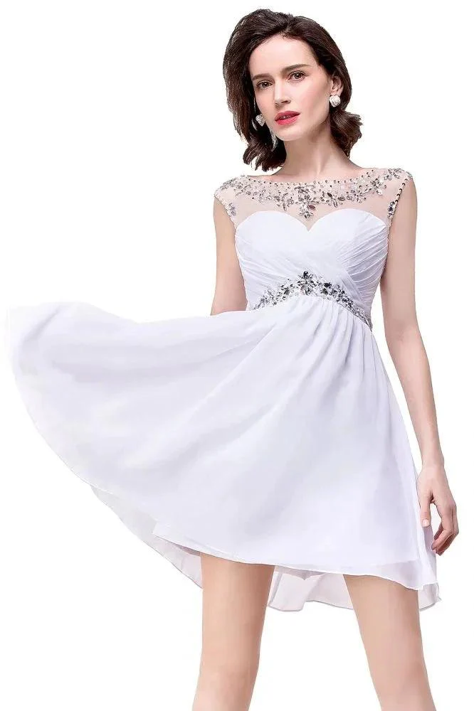A-line Crystal Jewel Chiffon Party Dress - Image 2