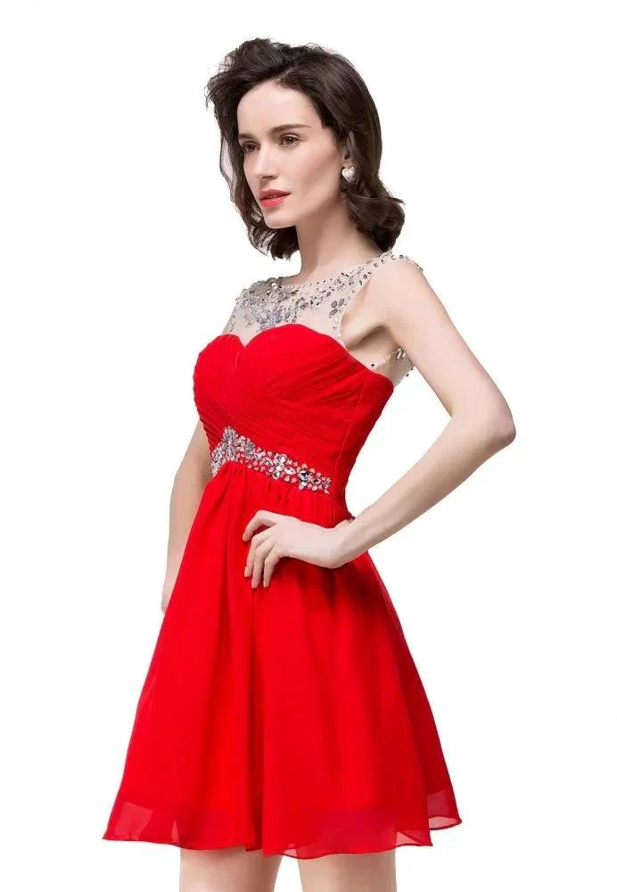 A-line Crystal Jewel Chiffon Party Dress - Image 4