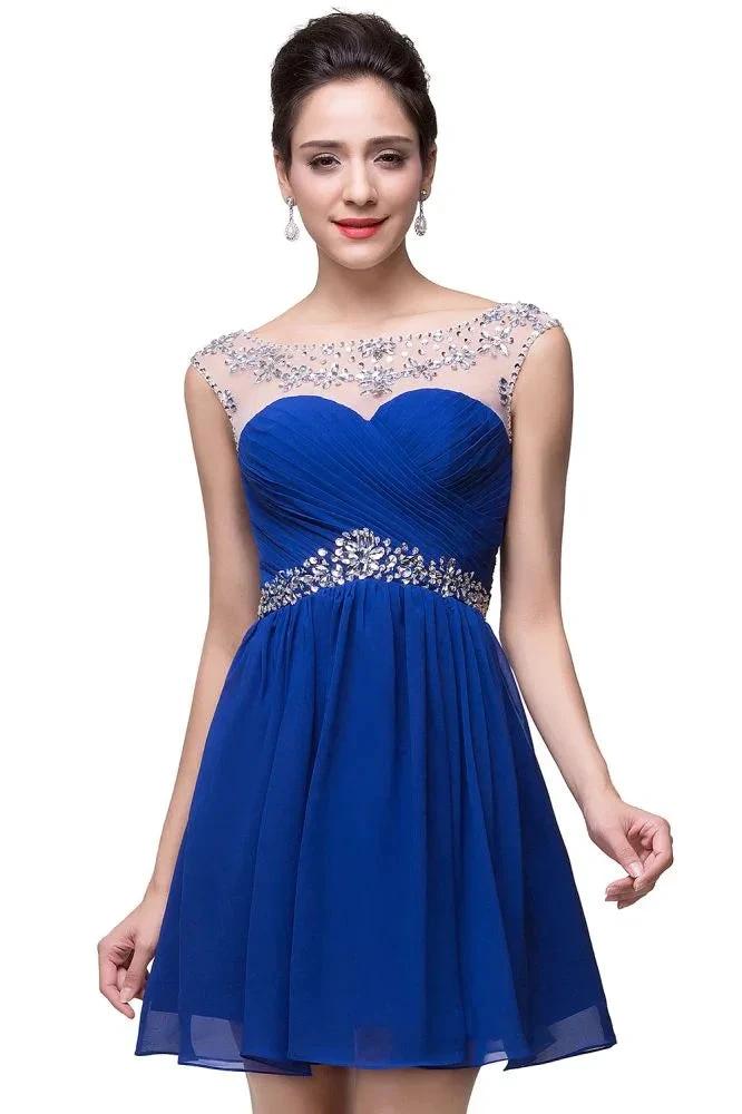 A-line Crystal Jewel Chiffon Party Dress - Image 6