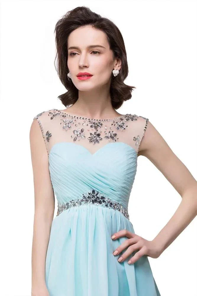 A-line Crystal Jewel Chiffon Party Dress - Image 7