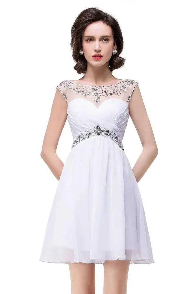 A-line Crystal Jewel Chiffon Party Dress - Image 8