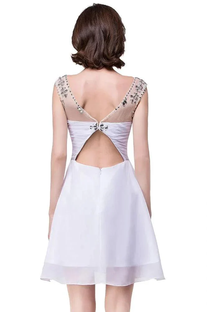 A-line Crystal Jewel Chiffon Party Dress - Image 9