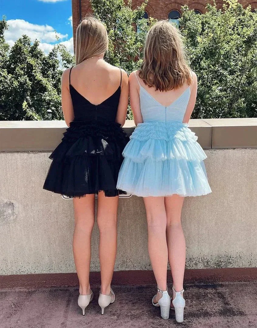 A-line Cute Short Tulle Homecoming Dress SYH67 - Image 3