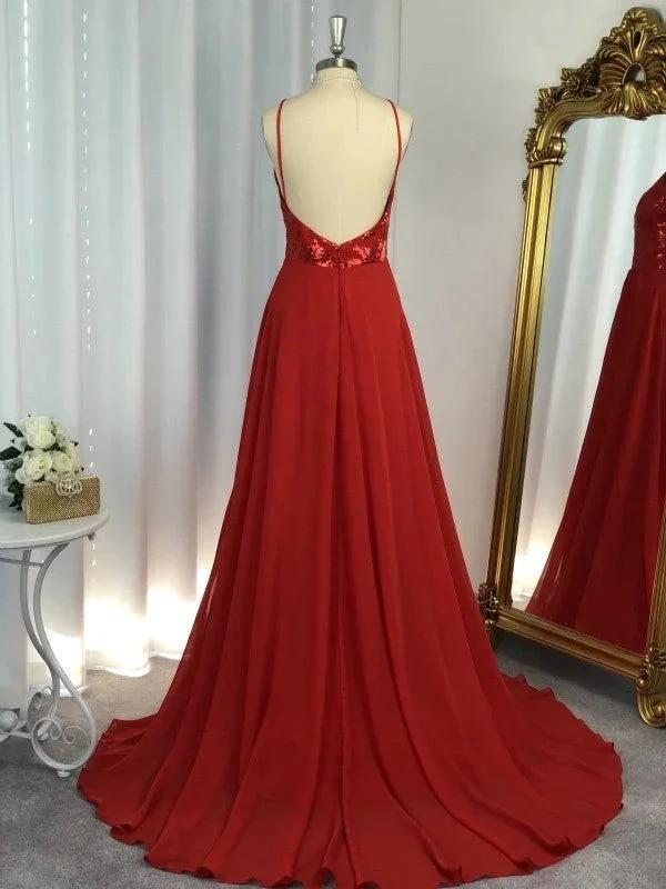 A-Line/Elegant Sleeveless Halter Chiffon Applique Prom Dresses - Image 2