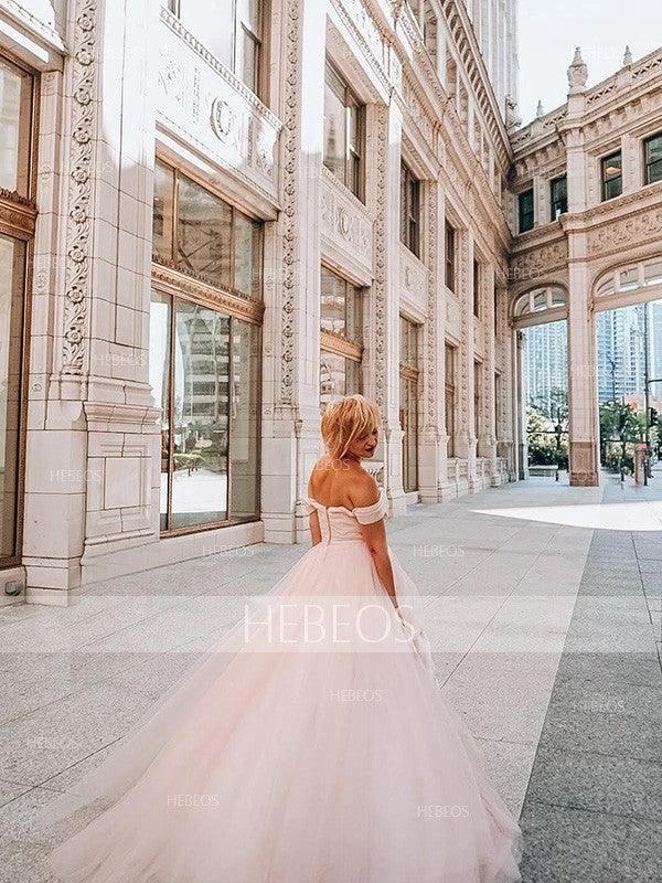A-Line/Elegant Sleeveless Off-the-Shoulder Tulle Beading Prom Dresses - Image 5