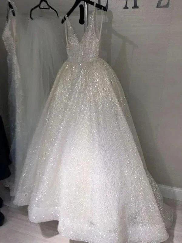 A-Line/Elegant Tulle Sleeveless V-neck Prom Dresses - Image 2