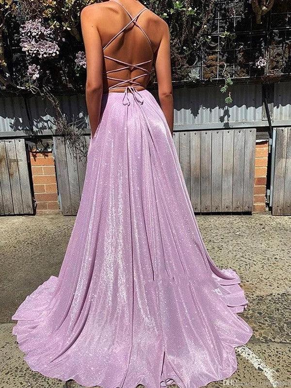 A-Line/Elegant V-neck Ruffles Sleeveless Prom Dresses - Image 2