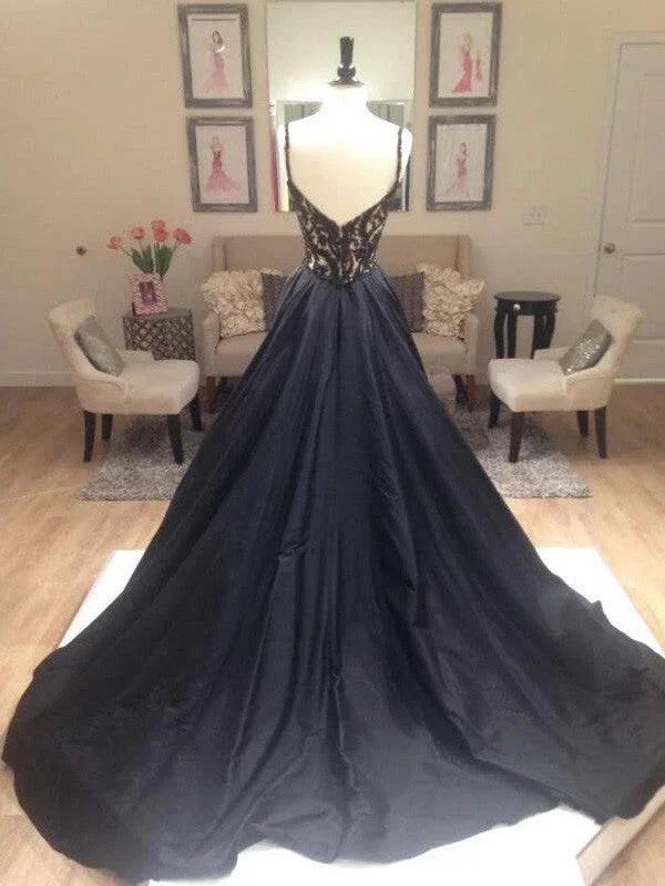 A-Line/Elegant V-neck Sleeveless Taffeta Prom Dresses - Image 3
