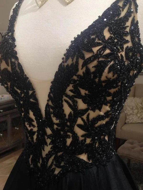 A-Line/Elegant V-neck Sleeveless Taffeta Prom Dresses - Image 4