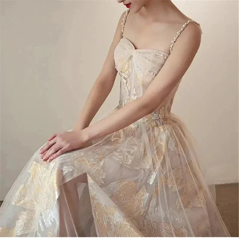 A-line Embroidered Flowers Tulle Prom Dress Stunning Evening Dress Y287 - Image 4