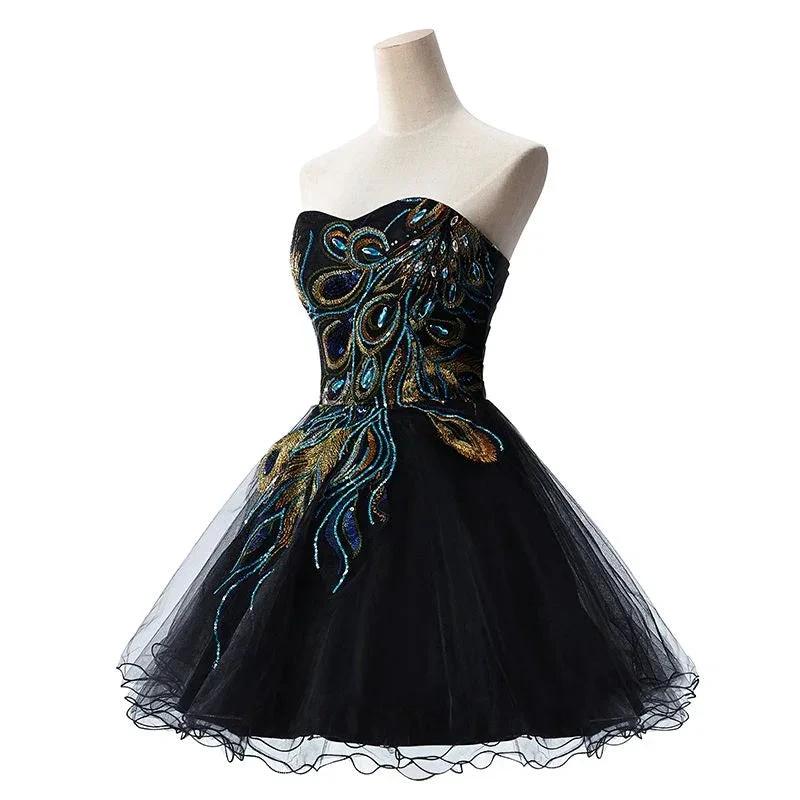A-line Embroidery Strapless Tulle Prom Dress - Image 2
