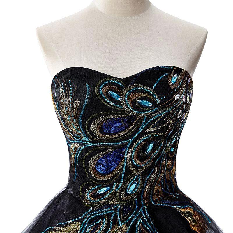 A-line Embroidery Strapless Tulle Prom Dress - Image 4