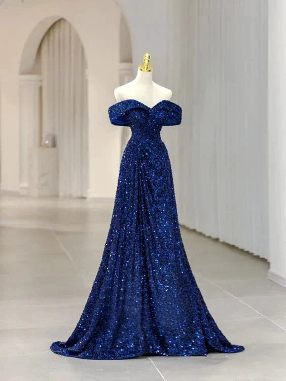 A-Line Evening Dress Elegant Dress Formal Sleeveless Off Shoulder Sequined with Glitter Sequin Y5789 - Image 2