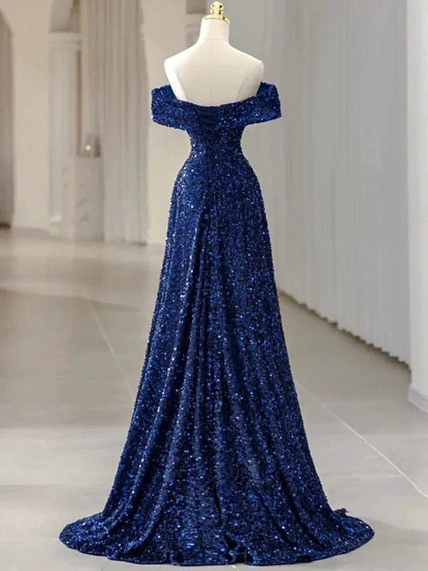 A-Line Evening Dress Elegant Dress Formal Sleeveless Off Shoulder Sequined with Glitter Sequin Y5789 - Image 3
