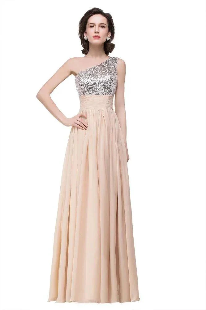 A-line Floor-length Chiffon Evening Dress with Sequined - Image 3