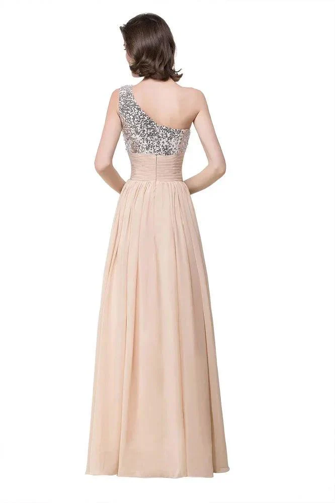 A-line Floor-length Chiffon Evening Dress with Sequined - Image 4