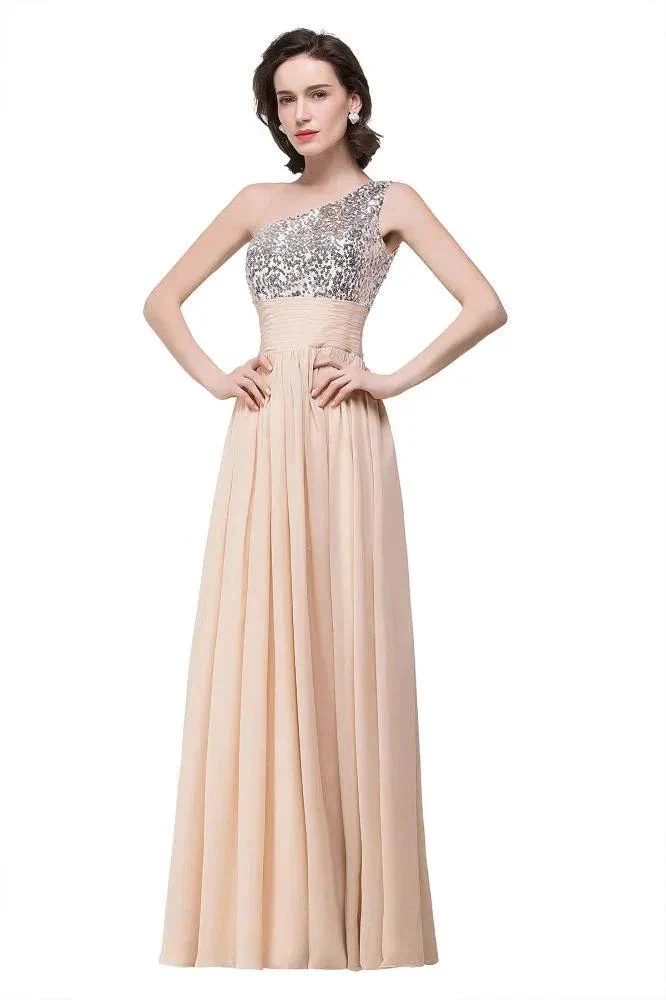 A-line Floor-length Chiffon Evening Dress with Sequined - Image 5