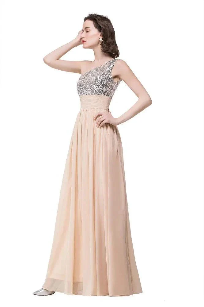 A-line Floor-length Chiffon Evening Dress with Sequined - Image 6