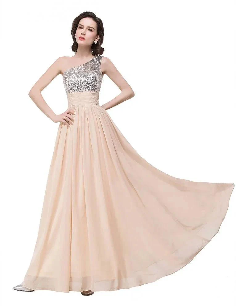 A-line Floor-length Chiffon Evening Dress with Sequined - Image 9