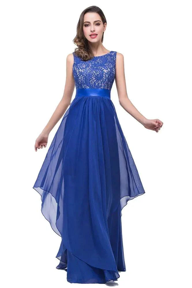 A-line Floor-length Chiffon Lace Evening Dress - Image 10