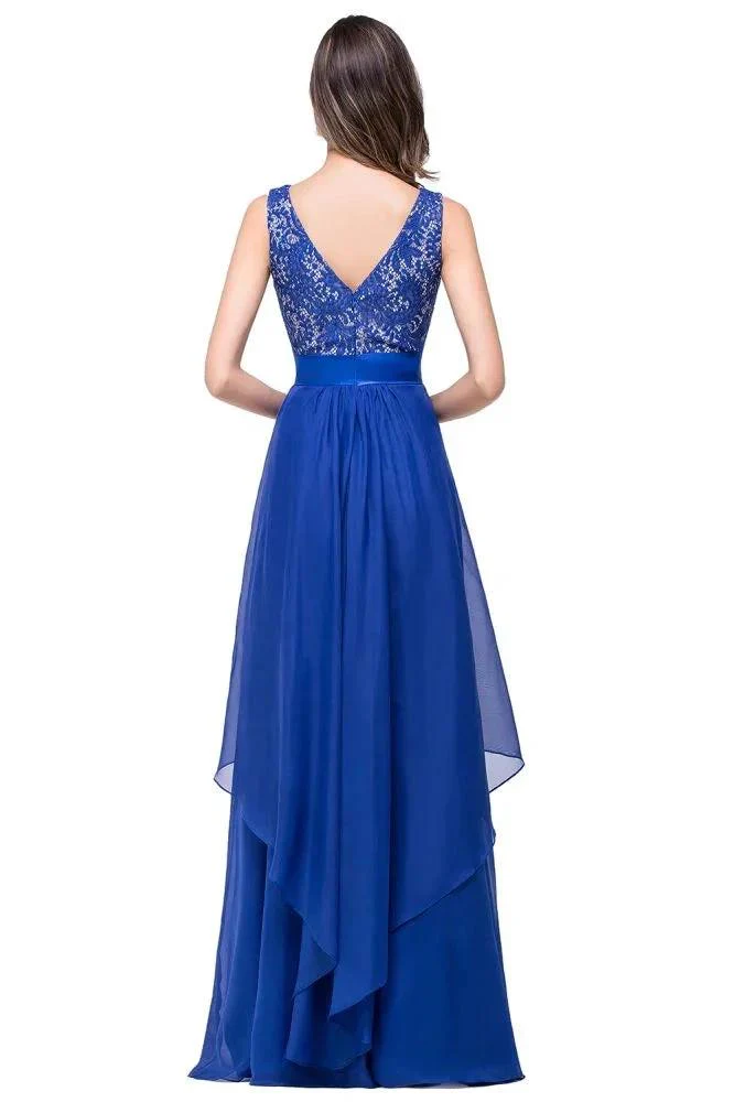 A-line Floor-length Chiffon Lace Evening Dress - Image 2