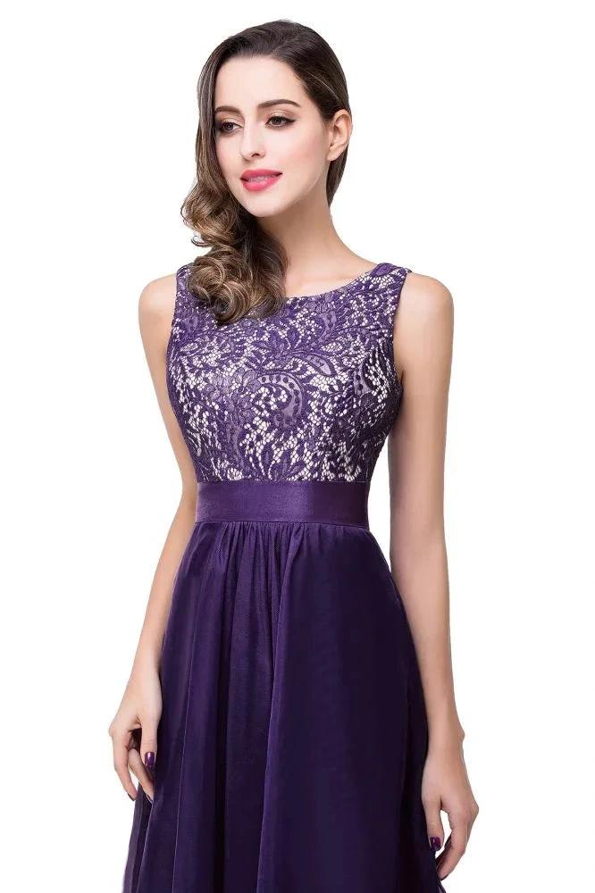 A-line Floor-length Chiffon Lace Evening Dress - Image 3