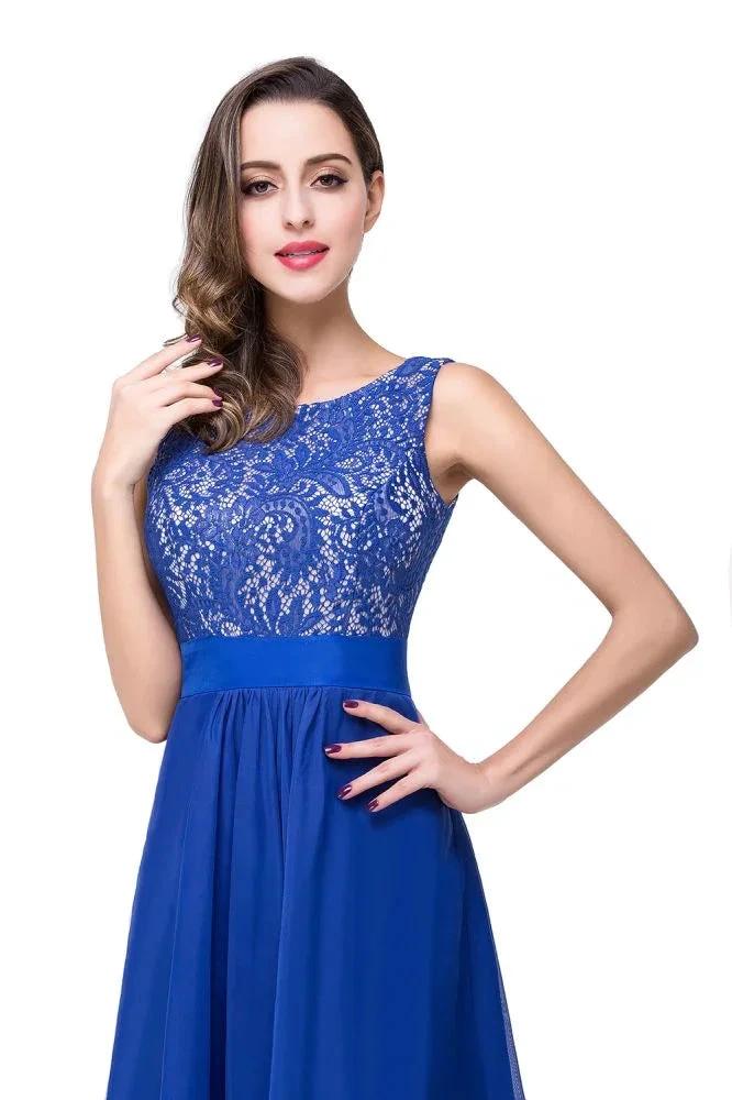 A-line Floor-length Chiffon Lace Evening Dress - Image 4