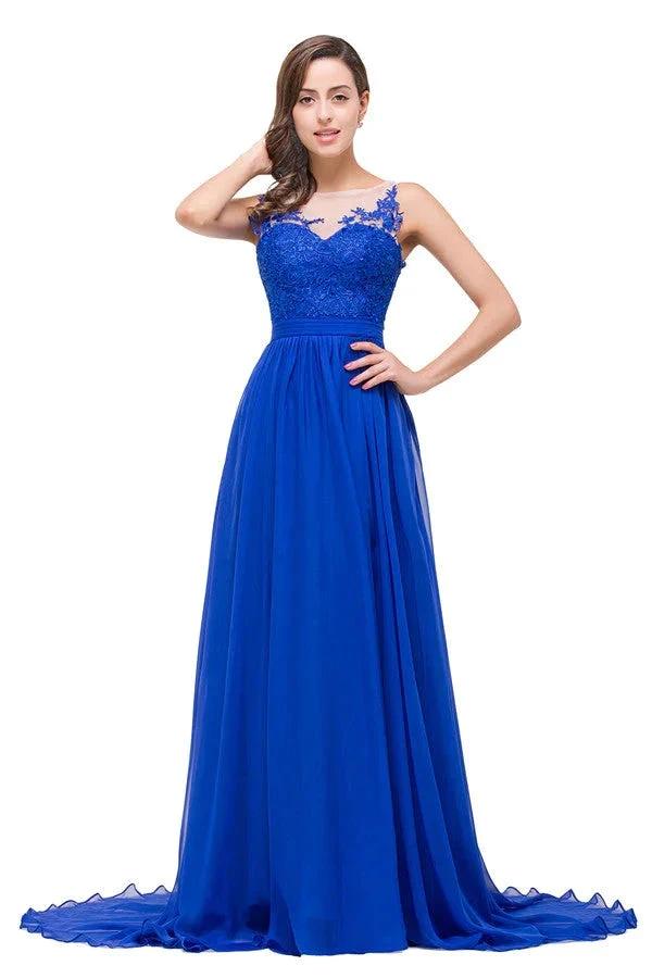 A-line Floor-length Crew Chiffon Bridesmaid Dresses - Image 3