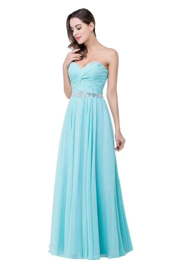 A-line Floor-length Ruffle Chiffon Sweetheart Bridesmaid Dresses - Image 3