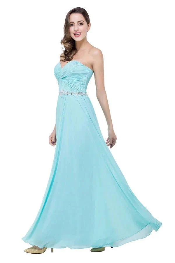 A-line Floor-length Ruffle Chiffon Sweetheart Bridesmaid Dresses - Image 4