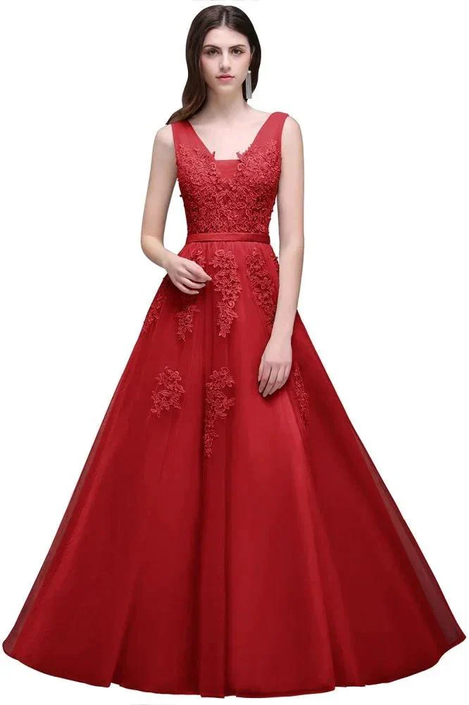 A-line Floor-length Tulle Bridesmaid Dress with Appliques - Image 5