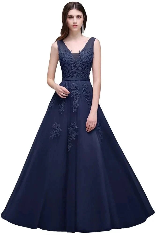 A-line Floor-length Tulle Bridesmaid Dress with Appliques - Image 7