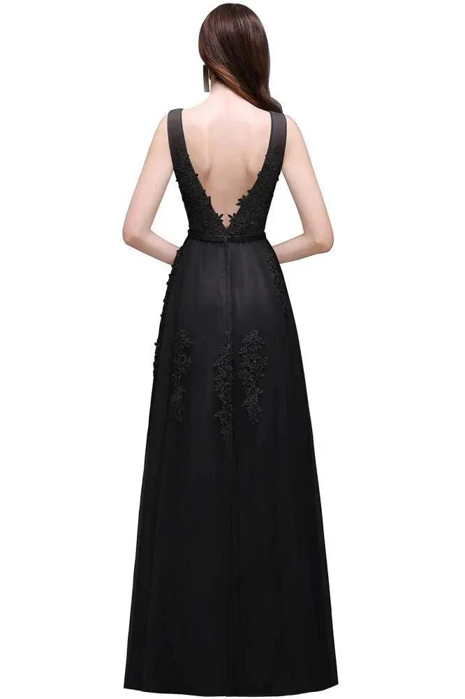 A-line Floor-length Tulle Bridesmaid Dress with Appliques - Image 8