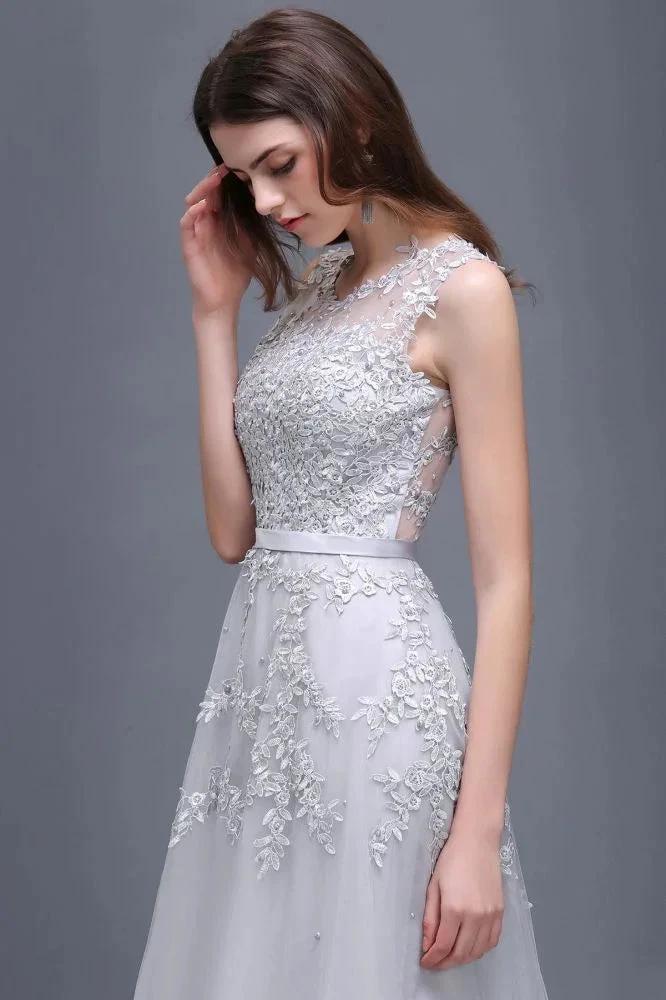 A-line Floor-length Tulle Prom Dress with Appliques - Image 3