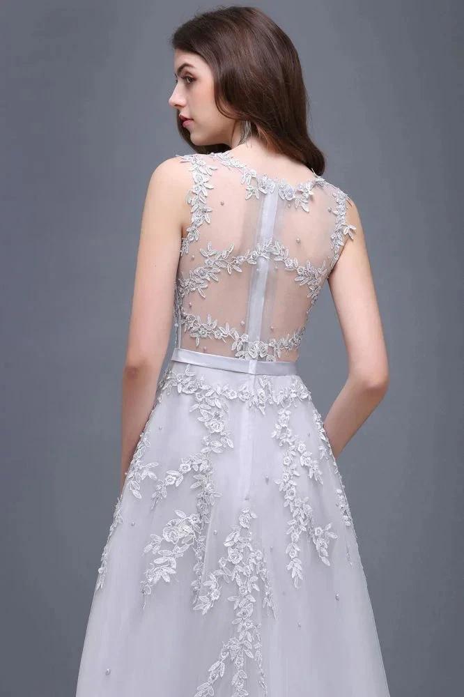 A-line Floor-length Tulle Prom Dress with Appliques - Image 4