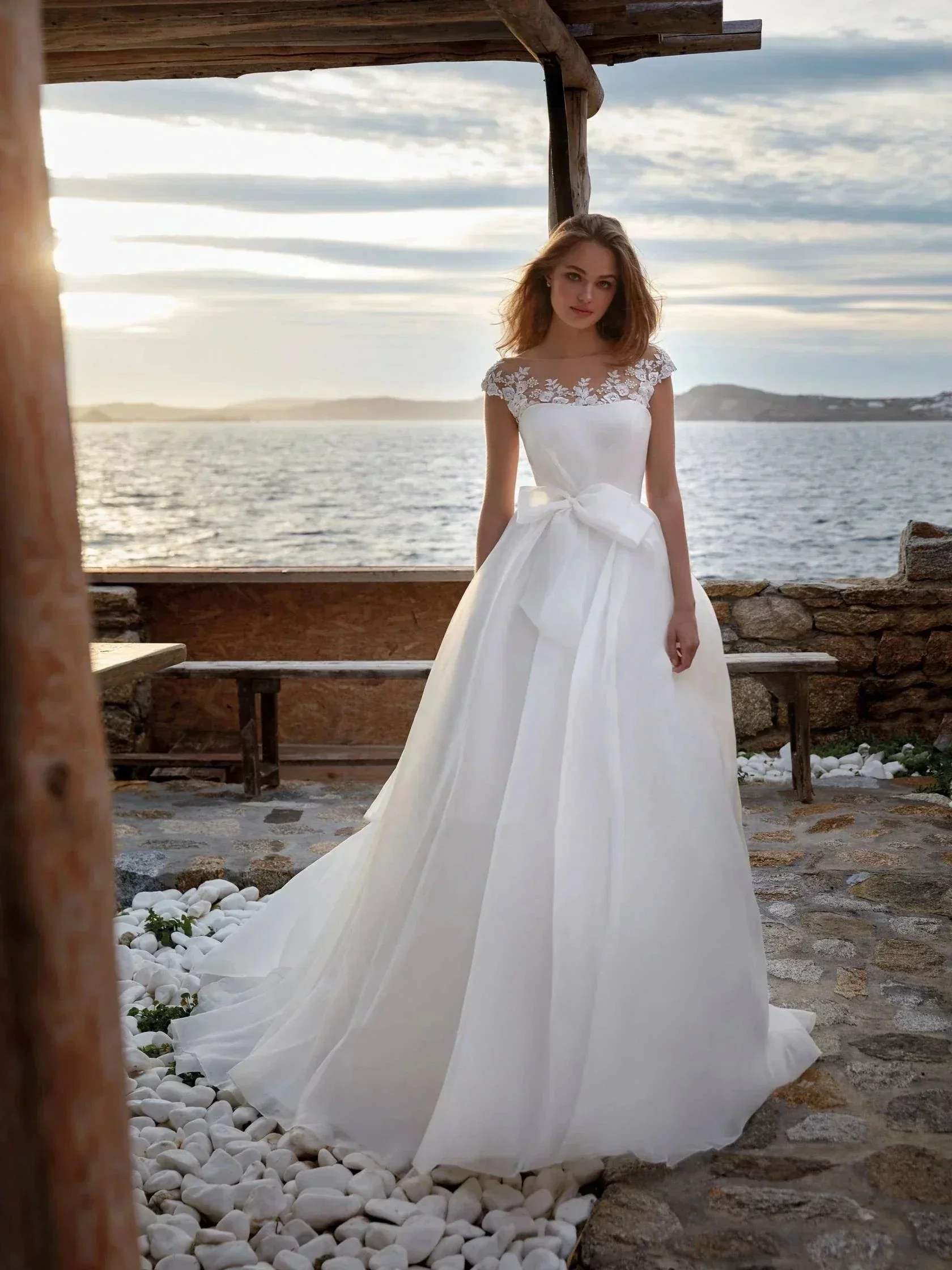 A-Line Gorgeous Round Neck Wedding Dresses Women's Sexy Sleeveless Formal Beach Party Bridal Gowns Plus Size Vestido De Casament - Image 4