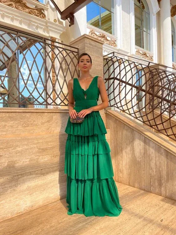 A Line Green Evening Dress Long Formal Occasion Dresses Y4725 - Image 2