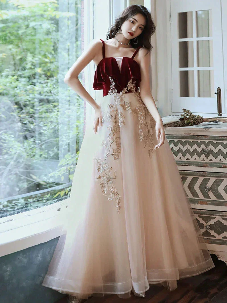 A-line Green Tulle Lace Long Prom Dress, Green Formal Evening Dress Y1928 - Image 5