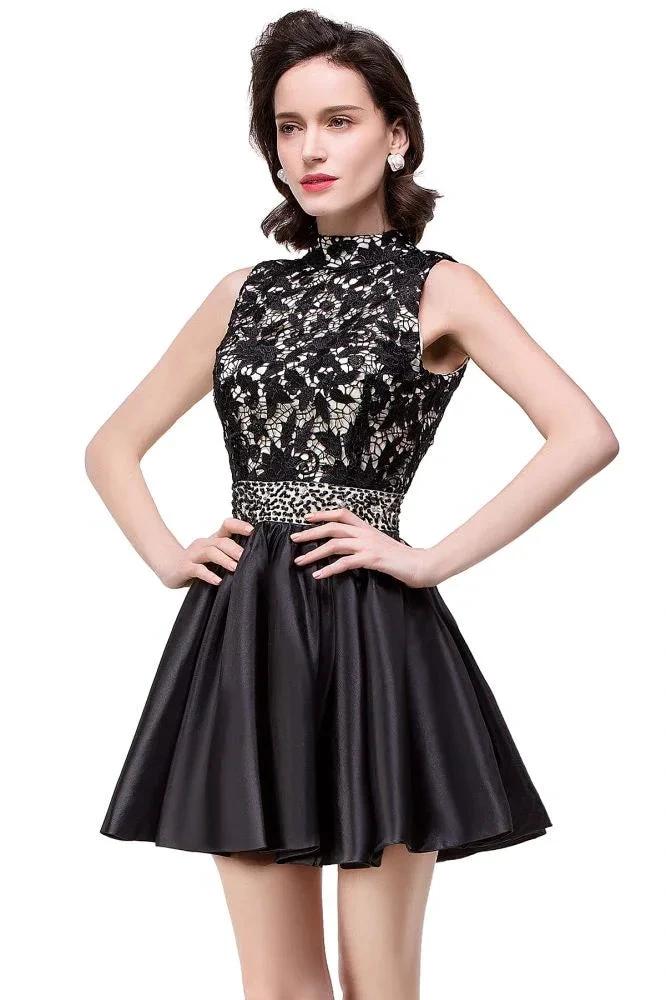 A-line Halter Lace Party Dress - Image 4