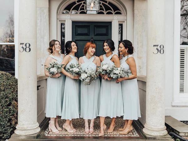 A-line Halter Pleated Chiffon Sleeveless Tea Length Bridesmaid Dresses  BD085 - Image 4
