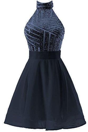 A-Line Halter Short Pink Chiffon Homecoming/Cocktail Dress with Sequins PD064 - Image 3
