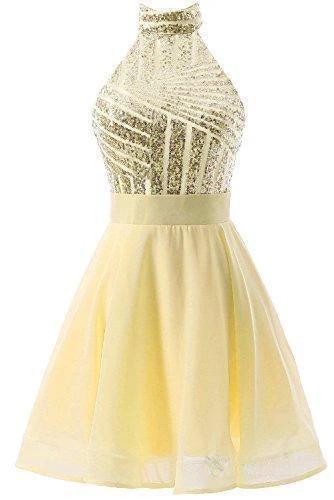 A-Line Halter Short Pink Chiffon Homecoming/Cocktail Dress with Sequins PD064 - Image 8