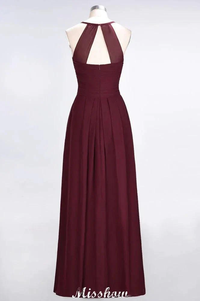 A-Line Halter V-Neck Sleeveless Bridesmaid Dress Ruffles Evening Swing Dress - Image 10