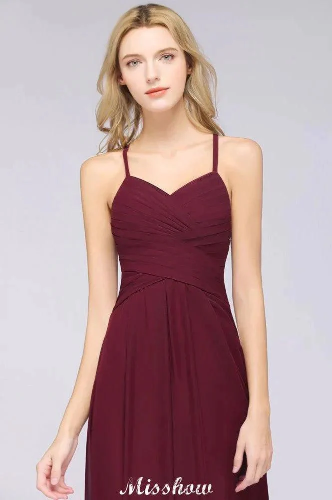 A-Line Halter V-Neck Sleeveless Bridesmaid Dress Ruffles Evening Swing Dress - Image 3