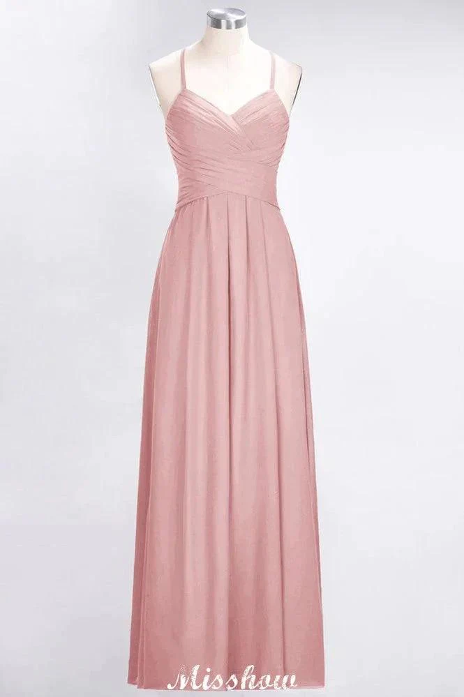 A-Line Halter V-Neck Sleeveless Bridesmaid Dress Ruffles Evening Swing Dress - Image 4