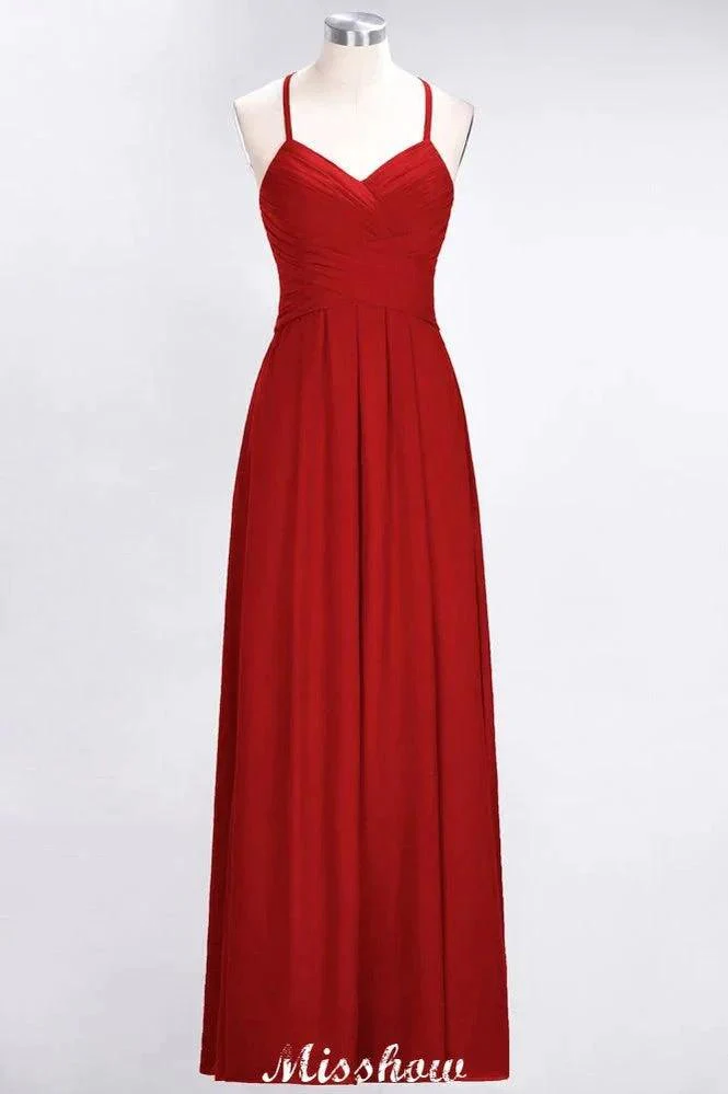 A-Line Halter V-Neck Sleeveless Bridesmaid Dress Ruffles Evening Swing Dress - Image 6