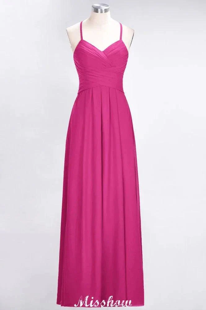 A-Line Halter V-Neck Sleeveless Bridesmaid Dress Ruffles Evening Swing Dress - Image 7