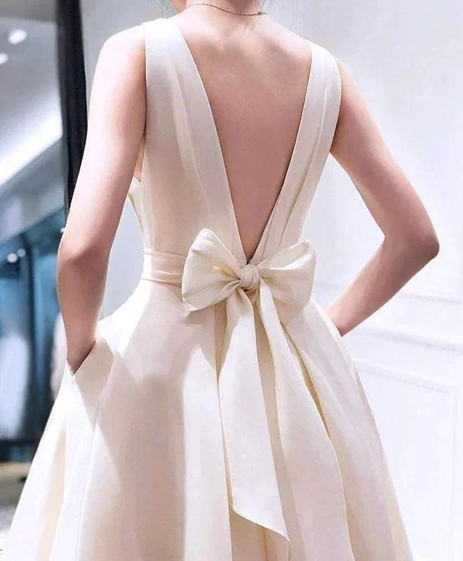 A-line High Low V Neck Short Prom Dress Homecoming Dress PG667 - Image 4